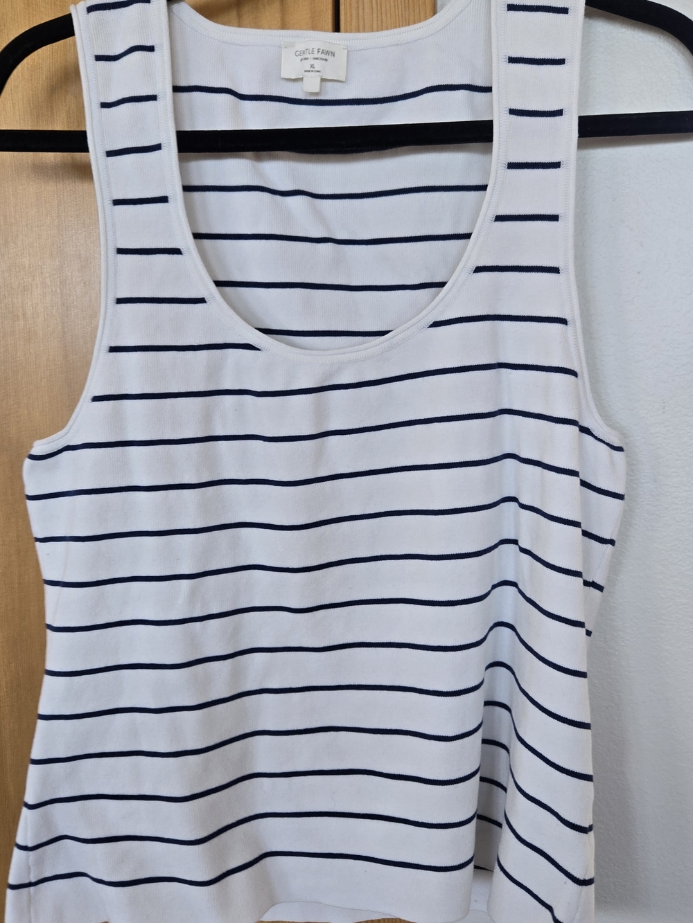 Gentle Fawn White Tank Top with Navy Stripes